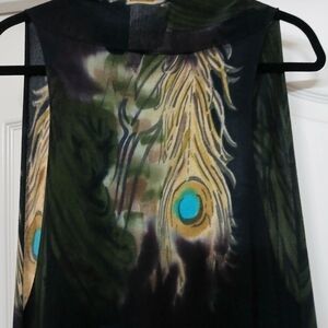 Talk of the Walk Black and Gold Feather Print Blouse